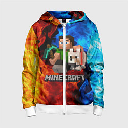 Толстовка на молнии детская MINECRAFT, цвет: 3D-белый