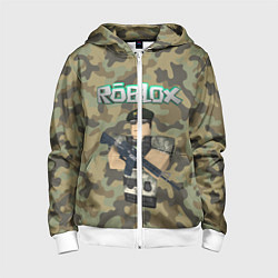 Толстовка на молнии детская Roblox 23 February Camouflage, цвет: 3D-белый