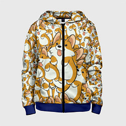 Толстовка на молнии детская Корги, цвет: 3D-синий