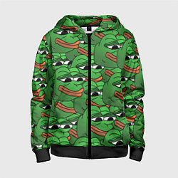 Толстовка на молнии детская Pepe The Frog, цвет: 3D-черный