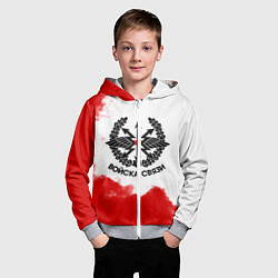 Толстовка на молнии детская Войска связи, цвет: 3D-меланж — фото 2