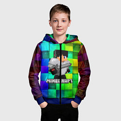 Толстовка на молнии детская Minecraft Майнкрафт, цвет: 3D-синий — фото 2