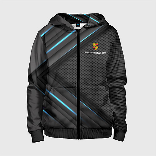 Детская толстовка на молнии PORSCHE / 3D-Черный – фото 1