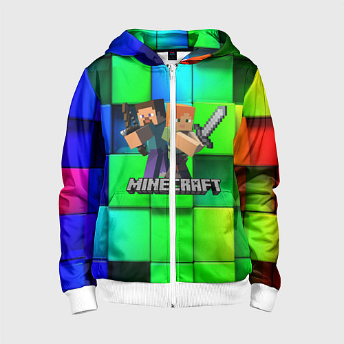 Детская толстовка на молнии MINECRAFT / 3D-Белый – фото 1