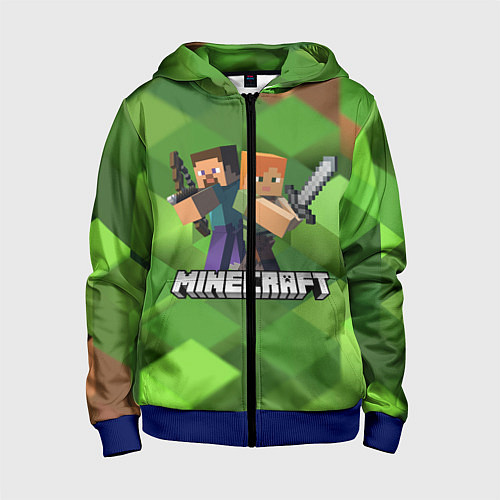 Детская толстовка на молнии MINECRAFT / 3D-Синий – фото 1
