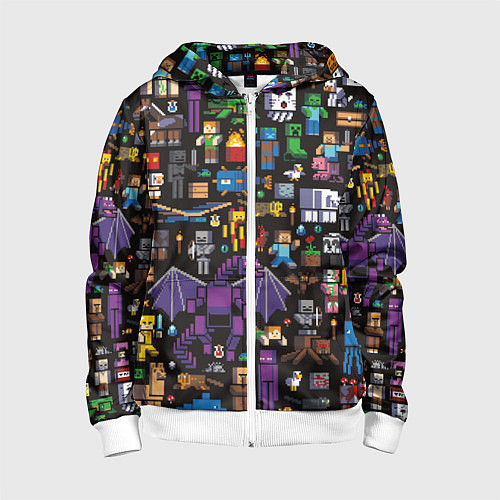 Детская толстовка на молнии MINECRAFT / 3D-Белый – фото 1