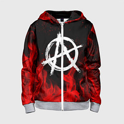 Толстовка на молнии детская АНАРХИЯ, цвет: 3D-меланж