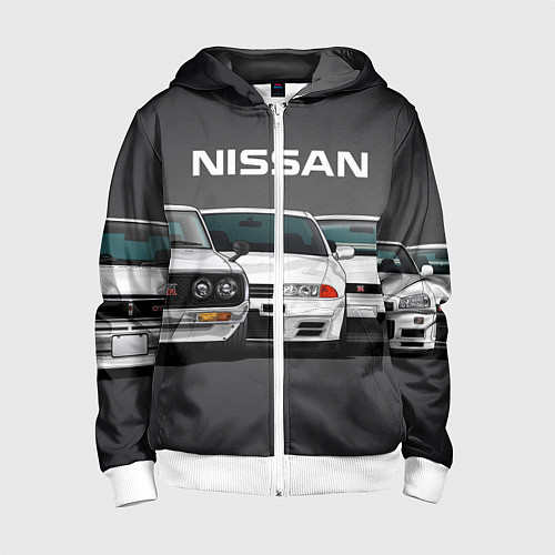 Детская толстовка на молнии NISSAN / 3D-Белый – фото 1