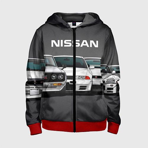 Детская толстовка на молнии NISSAN / 3D-Красный – фото 1