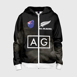 Толстовка на молнии детская ALL BLACKS, цвет: 3D-белый