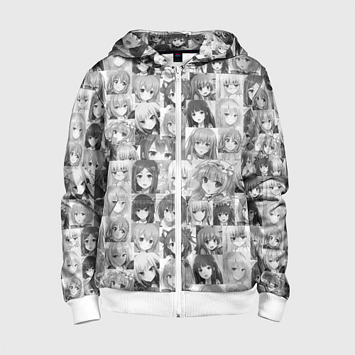 Детская толстовка на молнии Аниме девушки / 3D-Белый – фото 1