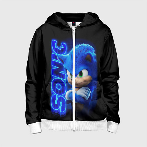 Детская толстовка на молнии SONIC / 3D-Белый – фото 1