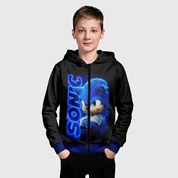 Толстовка на молнии детская SONIC, цвет: 3D-синий — фото 2