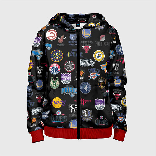 Детская толстовка на молнии NBA Pattern / 3D-Красный – фото 1