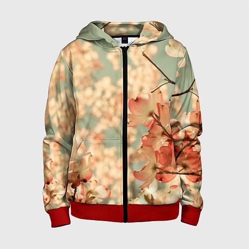 Детская толстовка на молнии Flowers / 3D-Красный – фото 1
