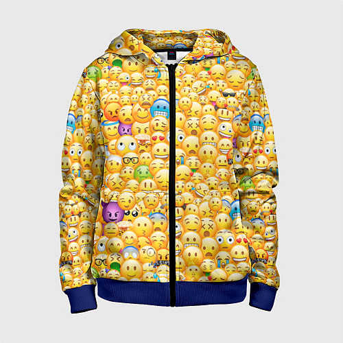 Детская толстовка на молнии Смайлики Emoji / 3D-Синий – фото 1
