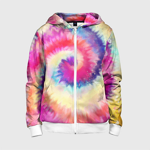 Детская толстовка на молнии Tie Dye vortex / 3D-Белый – фото 1