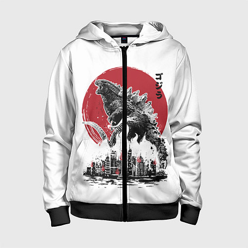 Детская толстовка на молнии GODZILLA / 3D-Черный – фото 1