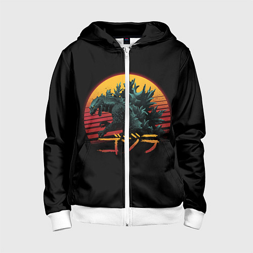 Детская толстовка на молнии GODZILLA / 3D-Белый – фото 1