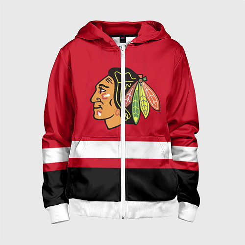 Детская толстовка на молнии Chicago Blackhawks / 3D-Белый – фото 1