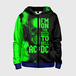 Толстовка на молнии детская I'm on the highway to hell ACDC, цвет: 3D-синий