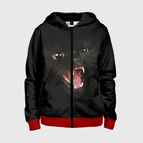 Детская толстовка на молнии Злой Котик / 3D-Красный – фото 1