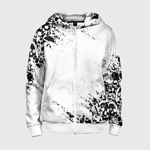 Детская толстовка на молнии БЕЛЫЕ ЧЕРЕПА / 3D-Белый – фото 1