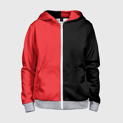 Детская толстовка на молнии BLACK RED / 3D-Меланж – фото 1
