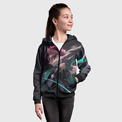 Толстовка на молнии детская KIMETSU NO YAIBA, цвет: 3D-черный — фото 2