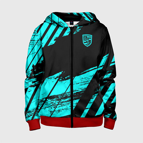 Детская толстовка на молнии Porsche / 3D-Красный – фото 1