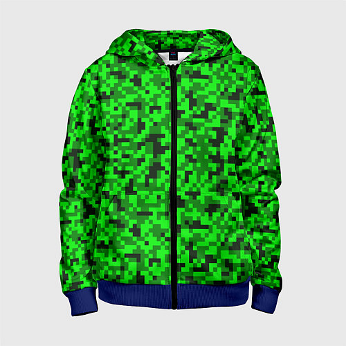 Детская толстовка на молнии КАМУФЛЯЖ GREEN / 3D-Синий – фото 1