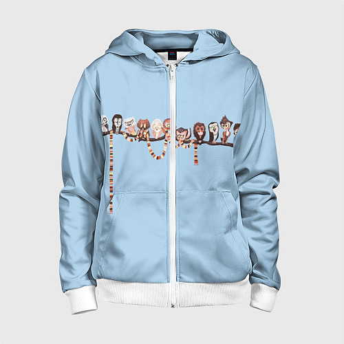 Детская толстовка на молнии Совы на ветке / 3D-Белый – фото 1