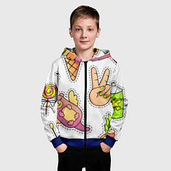 Толстовка на молнии детская Emoji, цвет: 3D-синий — фото 2