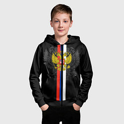 Толстовка на молнии детская Россия, цвет: 3D-черный — фото 2