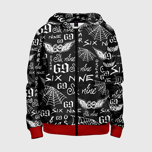 Детская толстовка на молнии 6IX9INE ТАТУИРОВКИ / 3D-Красный – фото 1
