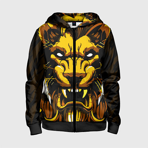 Детская толстовка на молнии Зверь / 3D-Черный – фото 1