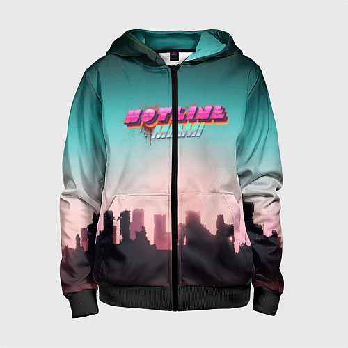Детская толстовка на молнии HOTLINE MIAMI / 3D-Черный – фото 1