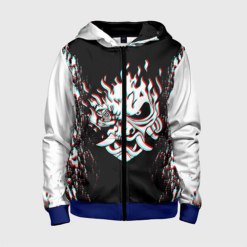 Детская толстовка на молнии CYBERPUNK 2077 SAMURAI GLITCH / 3D-Синий – фото 1