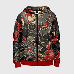 Толстовка на молнии детская Dsquared tatoo DRAGON, цвет: 3D-красный