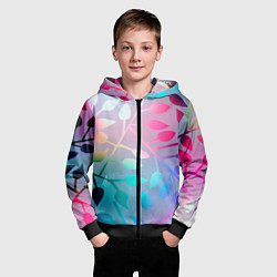 Толстовка на молнии детская Листья, цвет: 3D-черный — фото 2