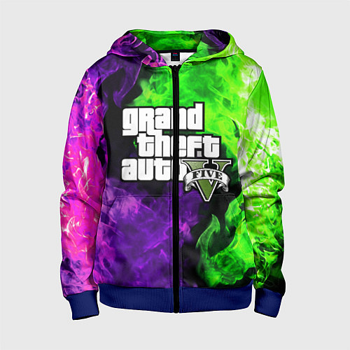 Детская толстовка на молнии GTA 5 / 3D-Синий – фото 1