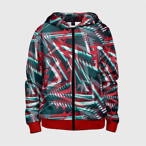 Детская толстовка на молнии Glitch микс / 3D-Красный – фото 1