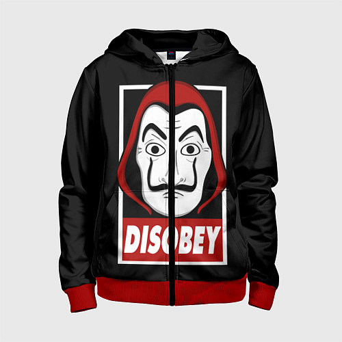 Детская толстовка на молнии Disobey / 3D-Красный – фото 1