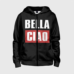 Толстовка на молнии детская Bella Ciao, цвет: 3D-черный