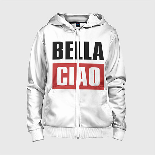 Детская толстовка на молнии Bella Ciao / 3D-Белый – фото 1