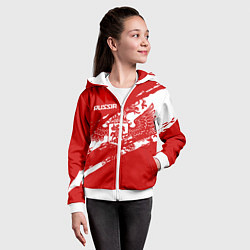 Толстовка на молнии детская Russia, цвет: 3D-белый — фото 2