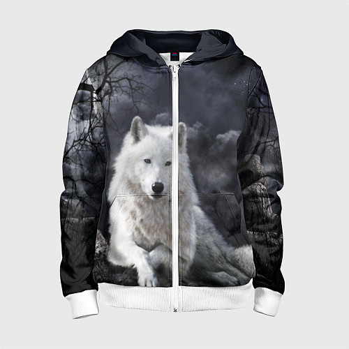 Детская толстовка на молнии БЕЛЫЙ ВОЛК D / 3D-Белый – фото 1