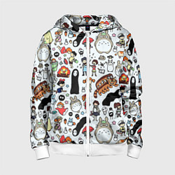 Толстовка на молнии детская Тоторо, цвет: 3D-белый