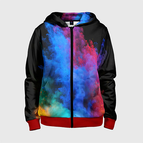 Детская толстовка на молнии КРАСКИ / 3D-Красный – фото 1