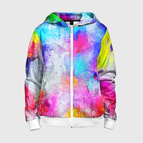 Детская толстовка на молнии НЕОНОВЫЕ ПОТЕРТОСТИ / 3D-Белый – фото 1